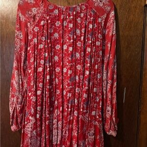 Free People Red Floral Peasant Dress